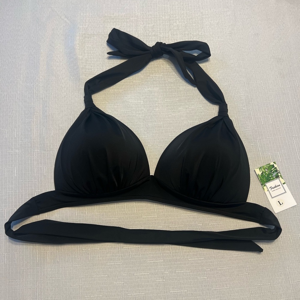 Classic Black Triangle Bikini with Plunging Neckline